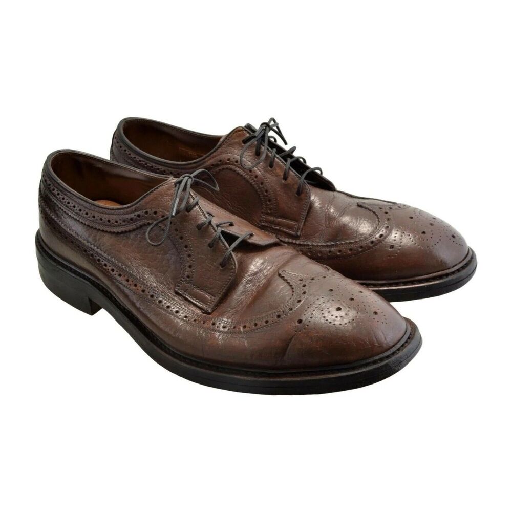 Hy-Test Steel Toe Safety Shoes Brown Leather Wing Tip Full Brogue Derby Size 9D